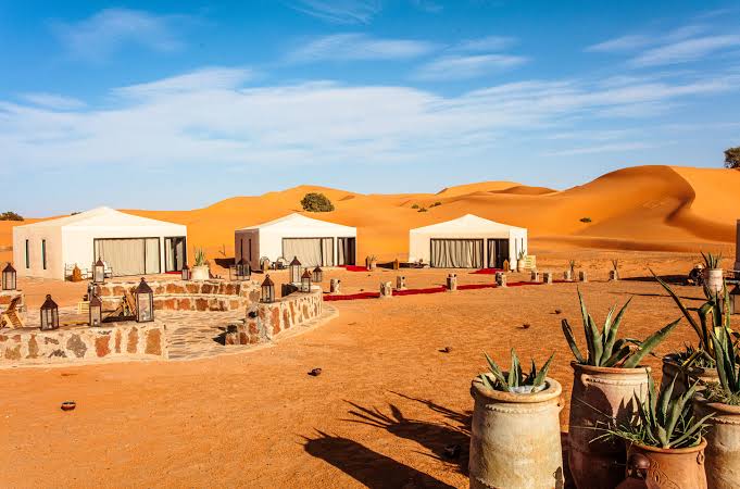 Desert camp at night